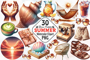 Brown Aesthetic Summer Clipart, an Illustration by RobertsArt