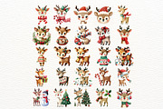 Christmas Reindeer Clipart Set, an Animal Illustration by Nicolle's Colorful Art (Thumbnail 2 of 10)