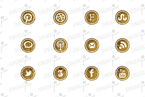 GOLD Glitter Social Media Icons