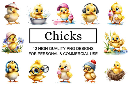 12 Hilarious Chick Clipart, an Animal Illustration by Catchy Ideaz