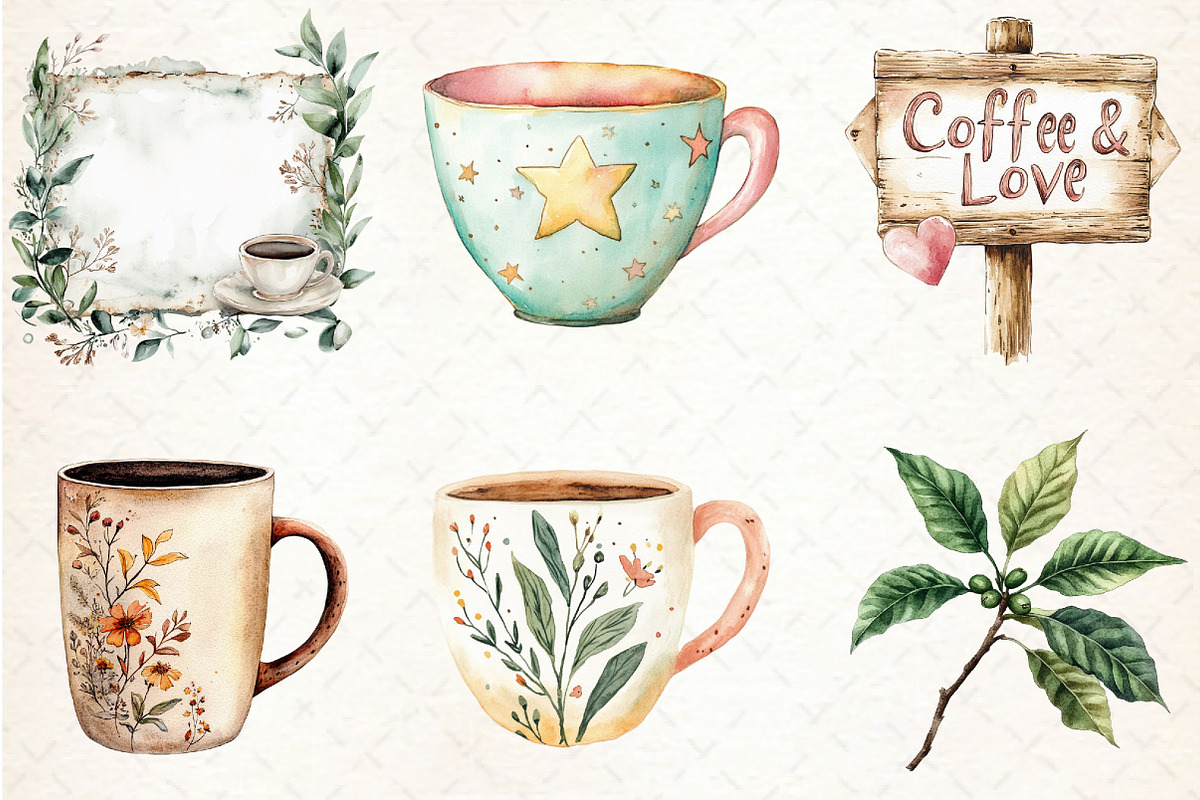 Boho Cafe Core Coffee Clipart, an Illustration by Libby Wishes (Photo 5 of 6)