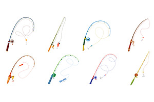Fishing rod set. Fishing pole for, an Object Illustration by Flashvector