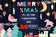Merry Christmas. 50 BONUS elements, a Pattern Graphic by Lineli (Thumbnail 1 of 10)