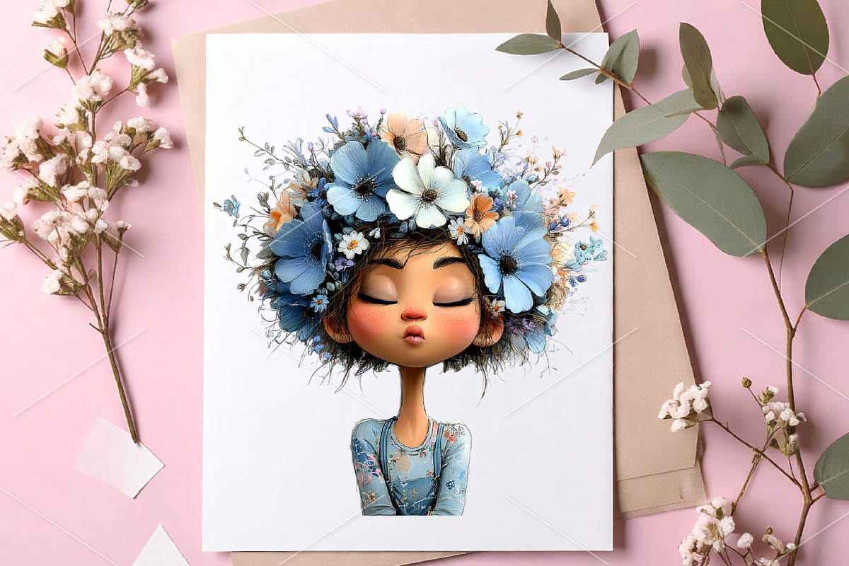 Whimsical Spring Girls Flowers PNG, an Illustration by Canvas Craft (Photo 5 of 7)