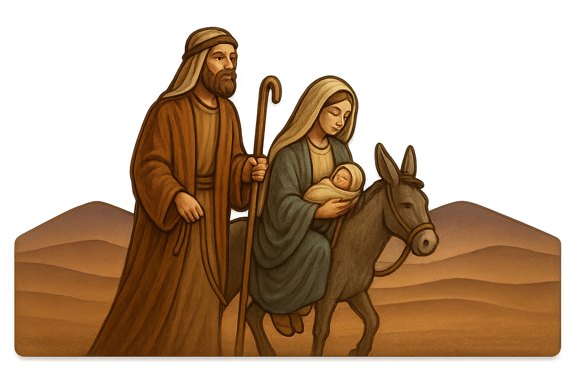 Nativity scene depicting holy family, an Illustration by Dvoevnore photos