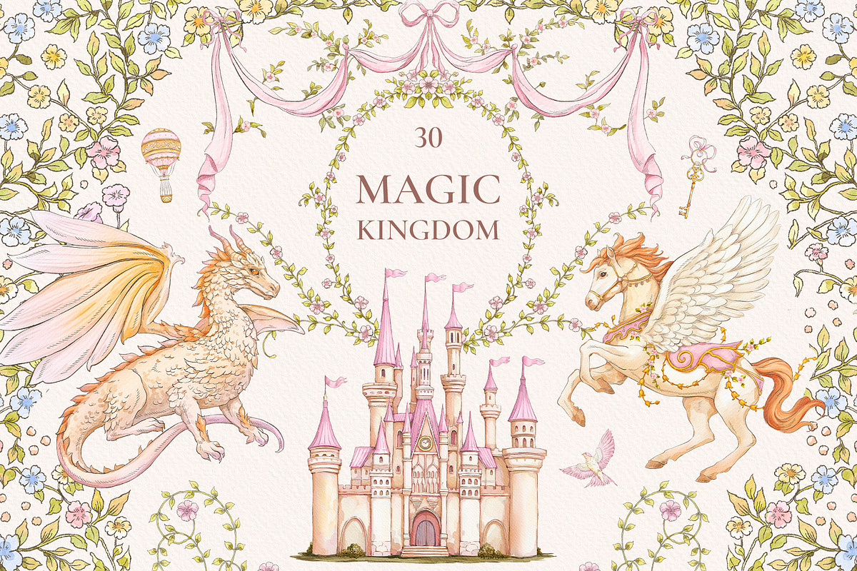 Magic Kingdom Pink clip art, a Decorative Illustration by Ekaproeka (Photo 1 of 6)