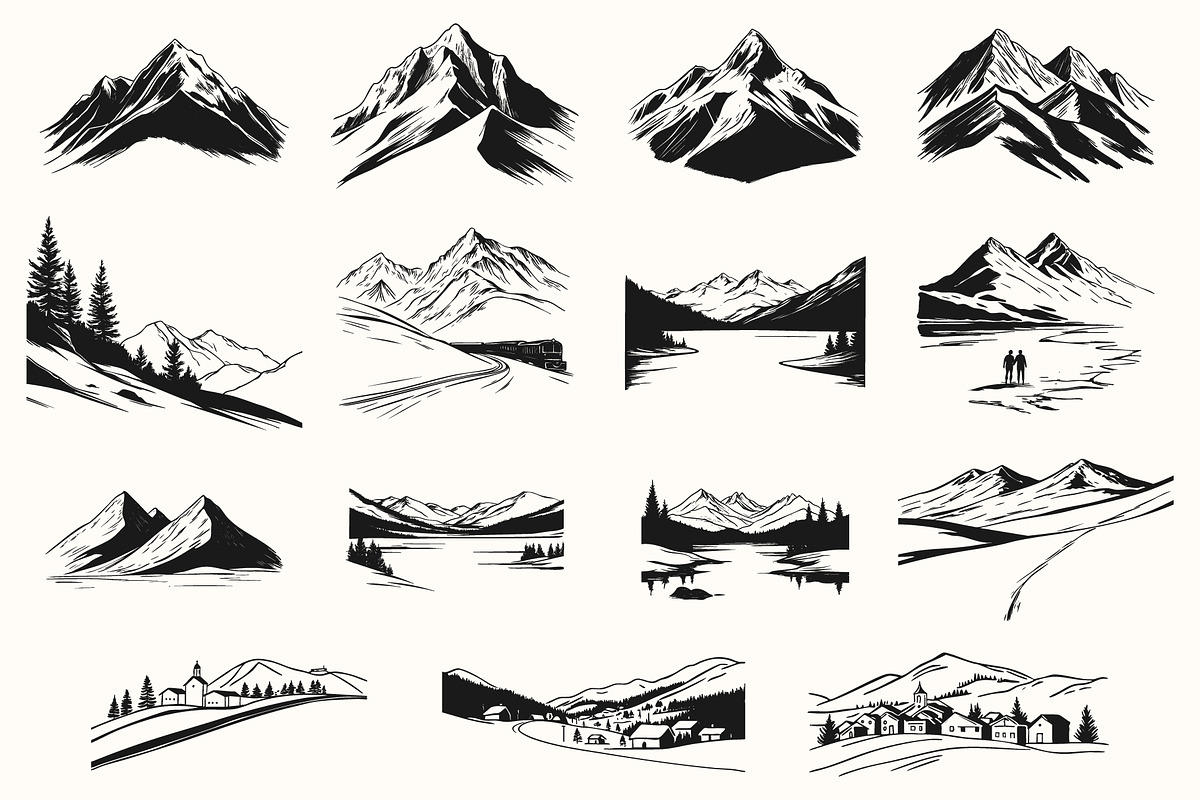 Winter Mountain Ski Resort Set, an Object Graphic by NatalieArtShop (Photo 10 of 12)