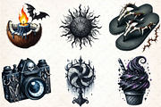 Gothic Summer Sublimation Clipart, an Illustration by DreamCafeArt (Thumbnail 2 of 4)