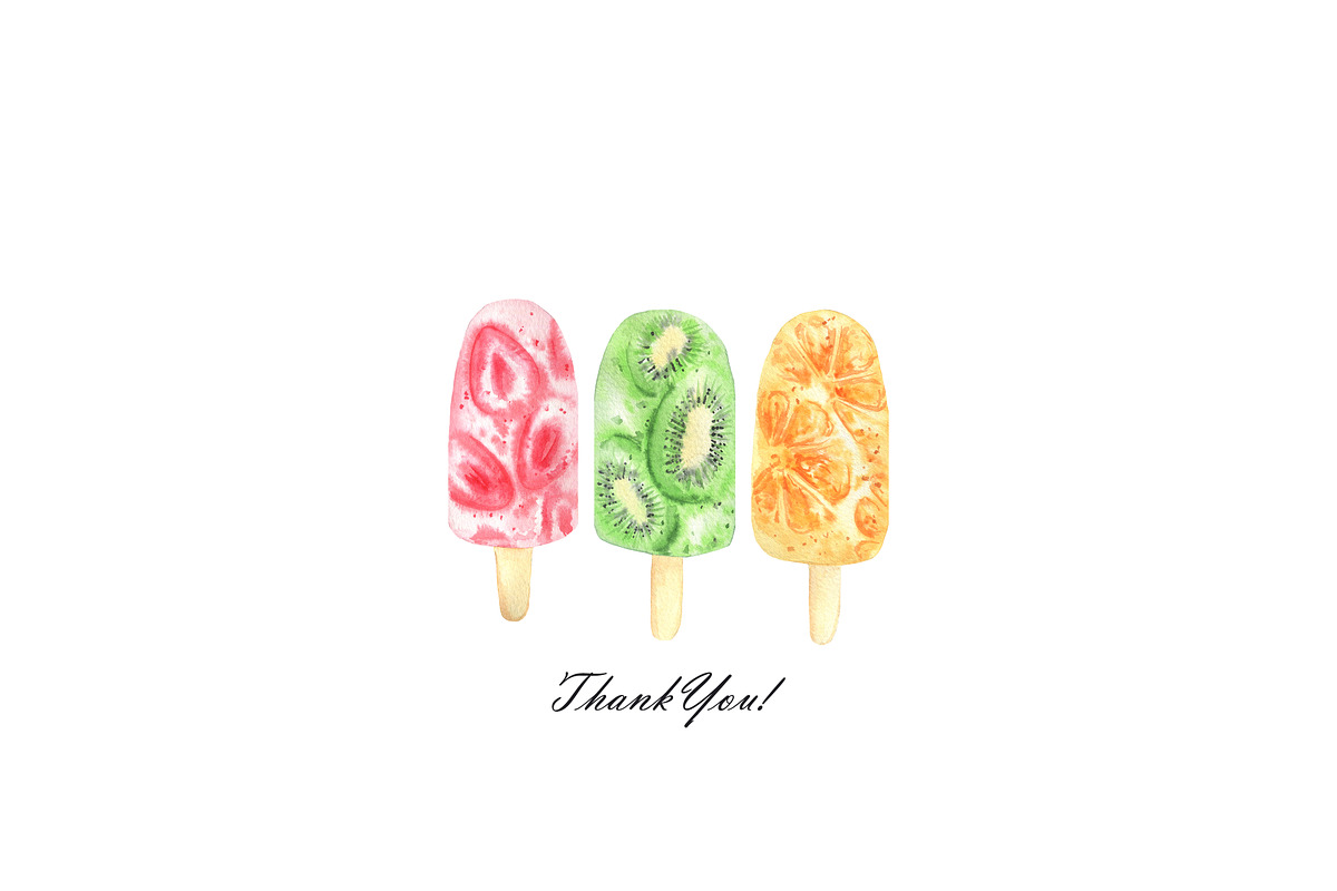 Colorful watercolor ice cream, a Food Illustration by OlDm_Shop (Photo 10 of 10)