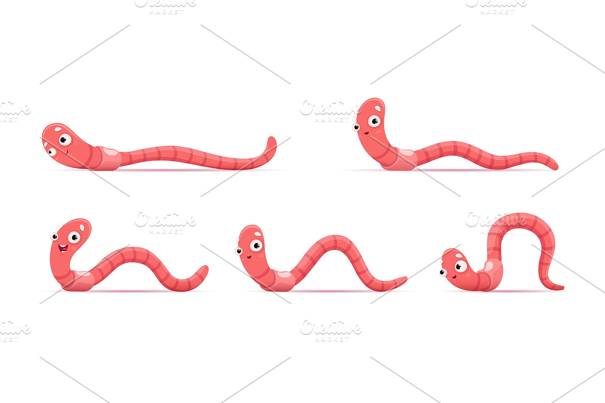 Cartoon funny worm. Animation, an Animal Illustration by Vector Tradition (Photo 3 of 3)