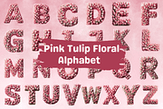 Pink Tulip Alphabet Sublimation Clip, a Decorative Illustration by Dizzy Art Studio (Thumbnail 1 of 2)