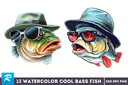 Cool Bass Fish Sublimation Clipart B, an Object Graphic by Regulrcrative (Thumbnail 3 of 7)