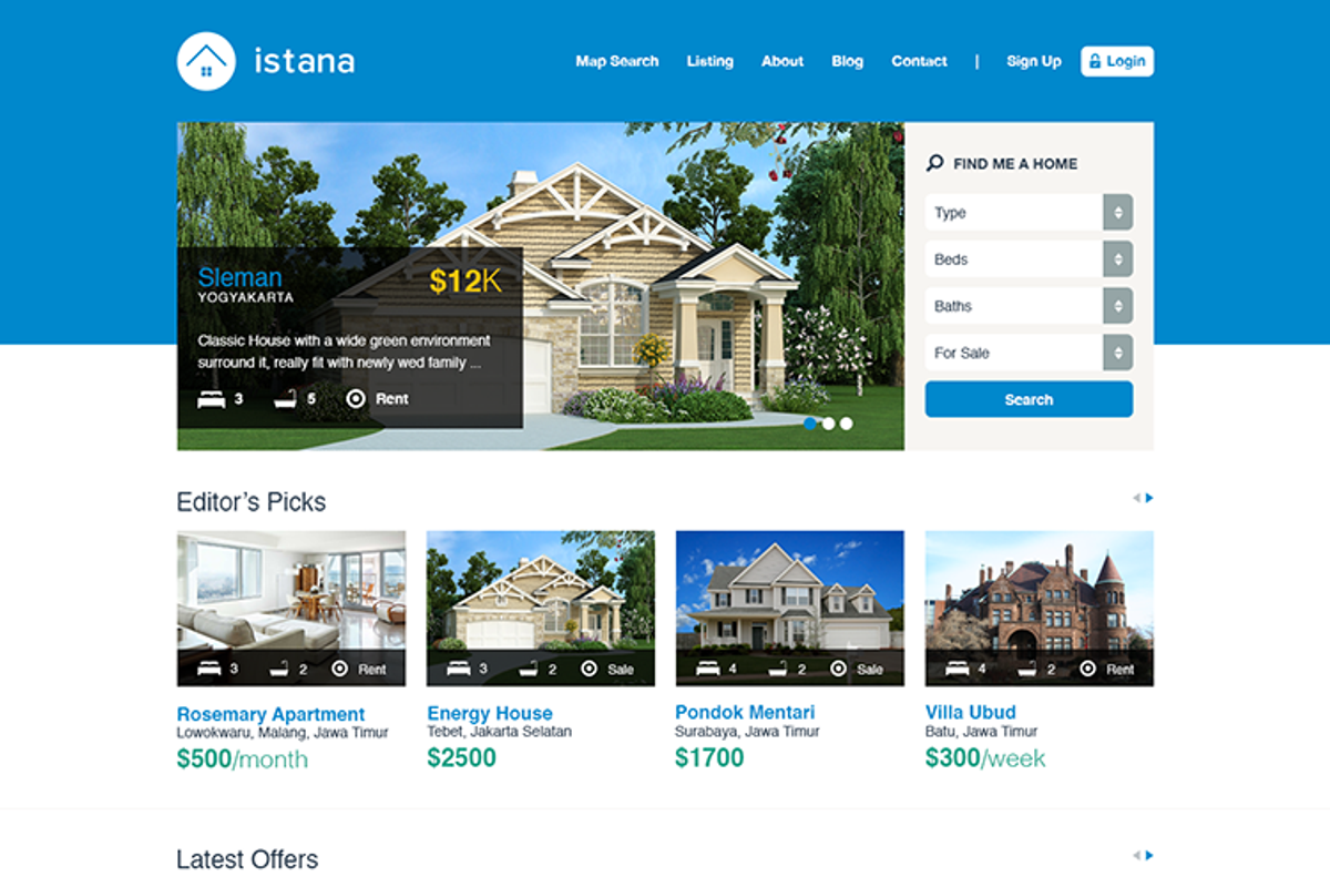 Istana Real Estate PSD Template, a Websites & App Template by Creatornomic (Photo 1 of 5)