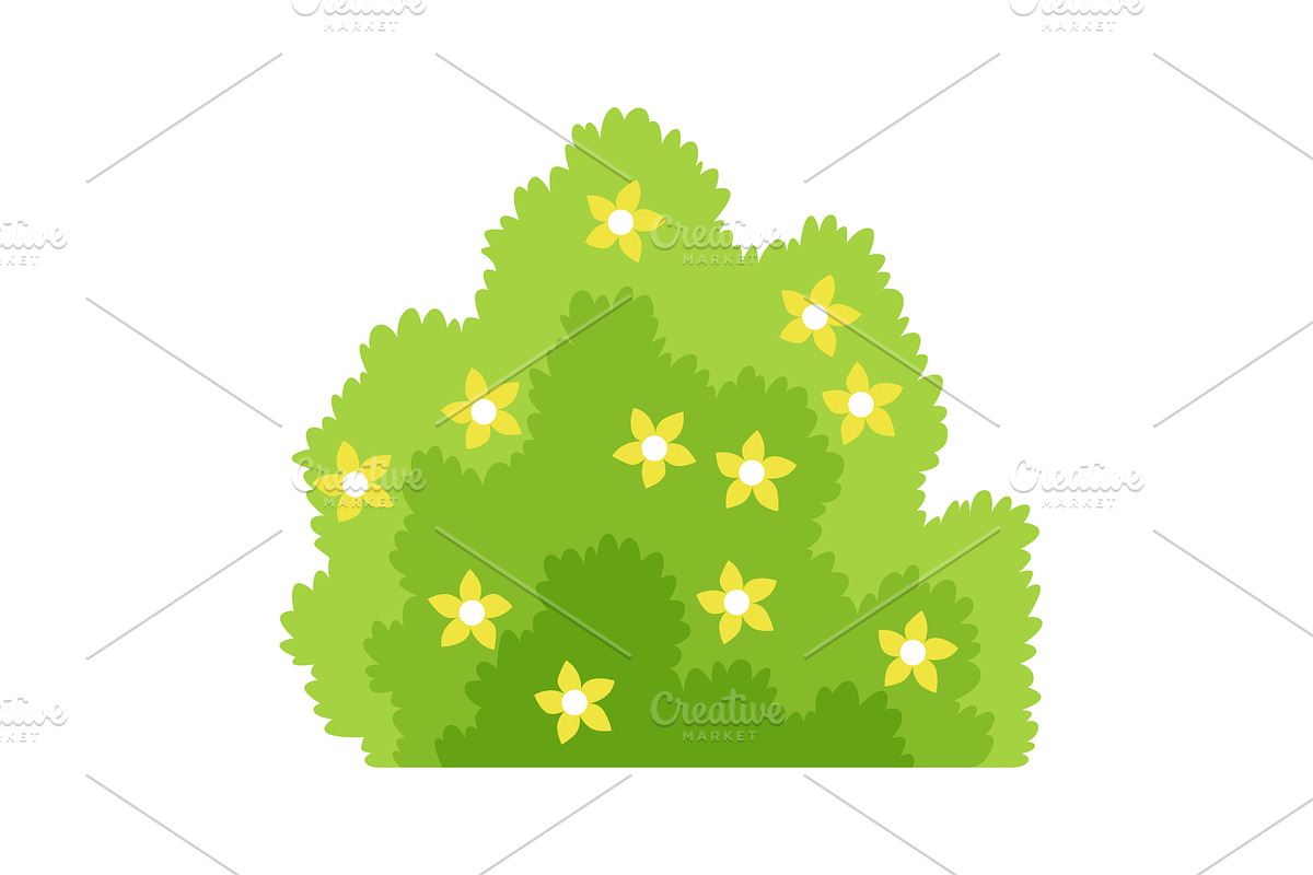 Bush with flowers icon. Cartoon, an Object Illustration by the8monkey