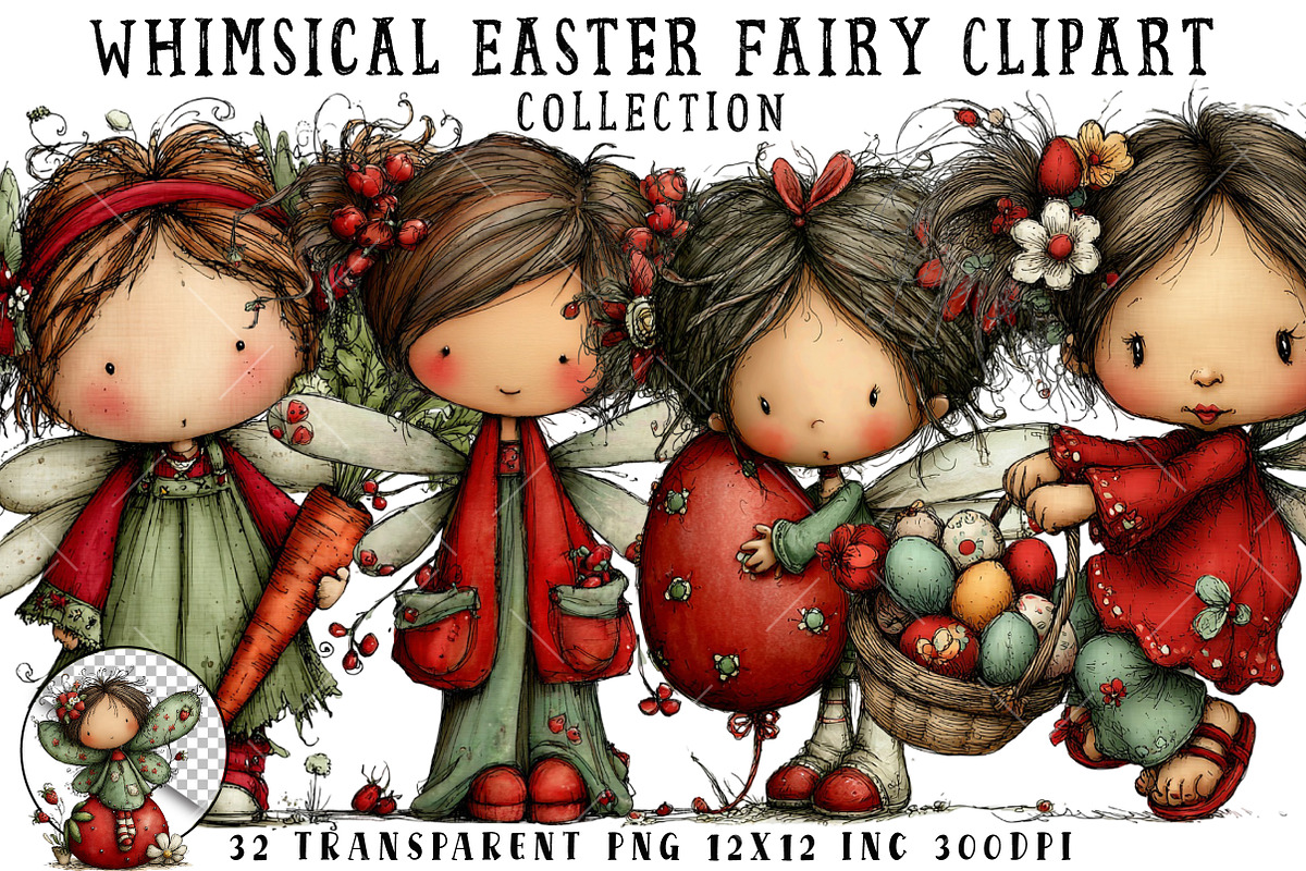 Whimsical Easter Fairy Clipart Bundl, a Technology Illustration by OK Design (Photo 1 of 6)