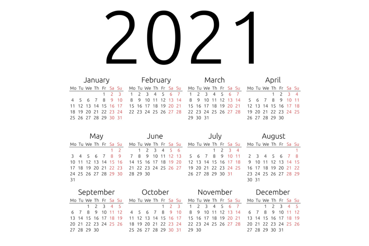 Calendar 2021, Monday, a Graphic by inimalGraphic