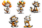 Whimsical Birthday Cat Clipart, an Illustration by Craft Nest (Thumbnail 4 of 9)