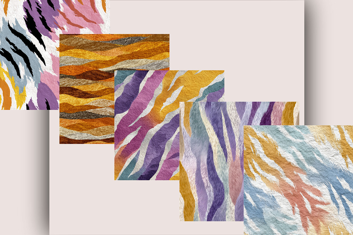 Colorful Tiger Stripes Digital Paper, a Pattern Graphic by SVGArt (Photo 2 of 5)