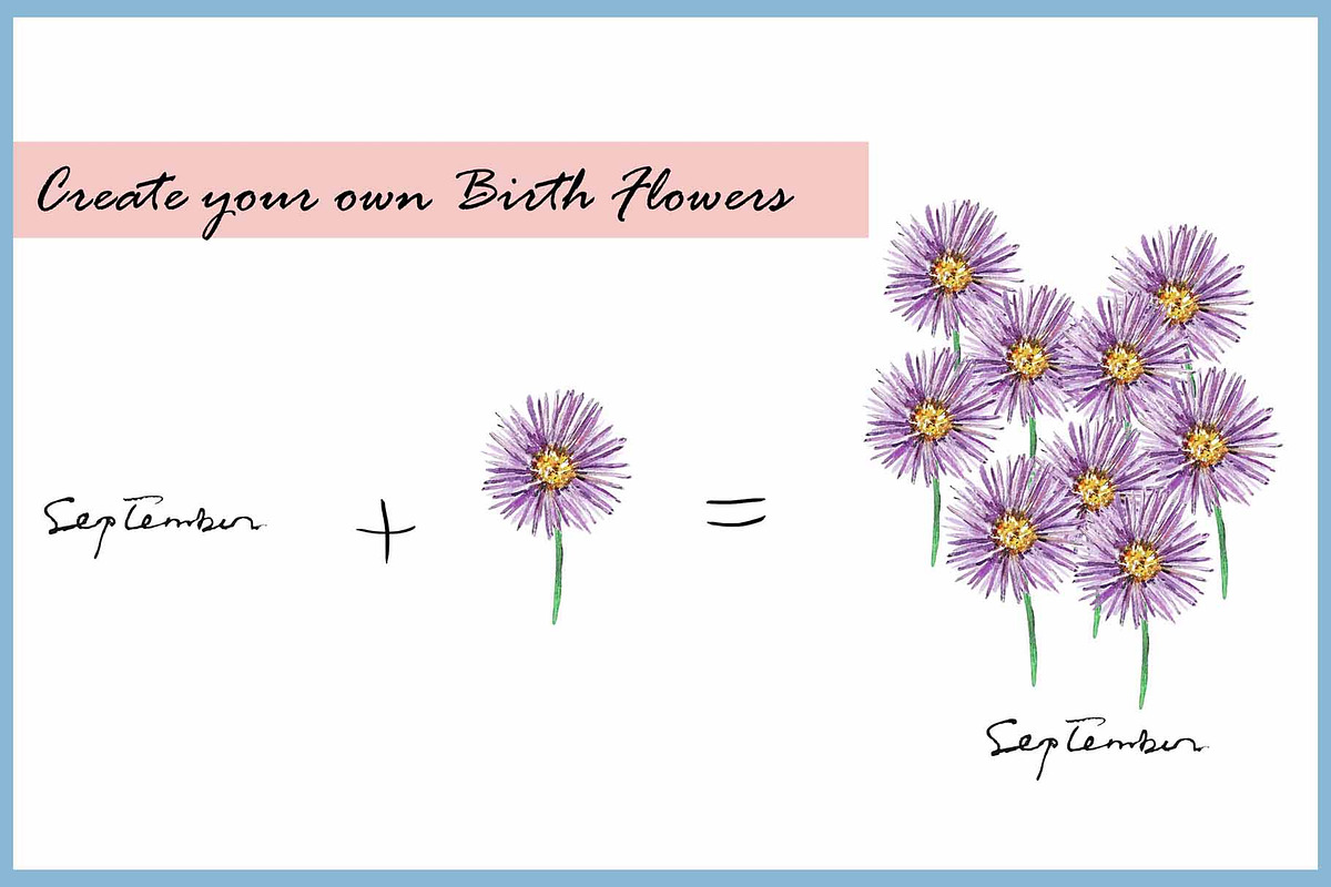 Birth Flower Clipart Digital Paper, a Decorative Illustration by VianneArt (Photo 7 of 9)