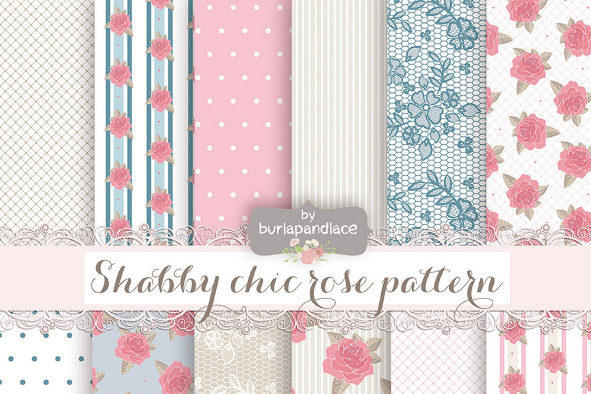 shabby chic blue pink digital paper