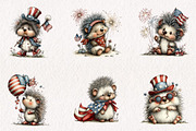 Whimsical Patriotic Hedgehog Clipart, an Animal Illustration by CreationArt (Thumbnail 2 of 7)