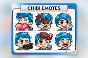 12 Blue Hair Chibi Boy Twitch Emotes, an Illustration by Custom Fonts & Patterns (Thumbnail 1 of 12)