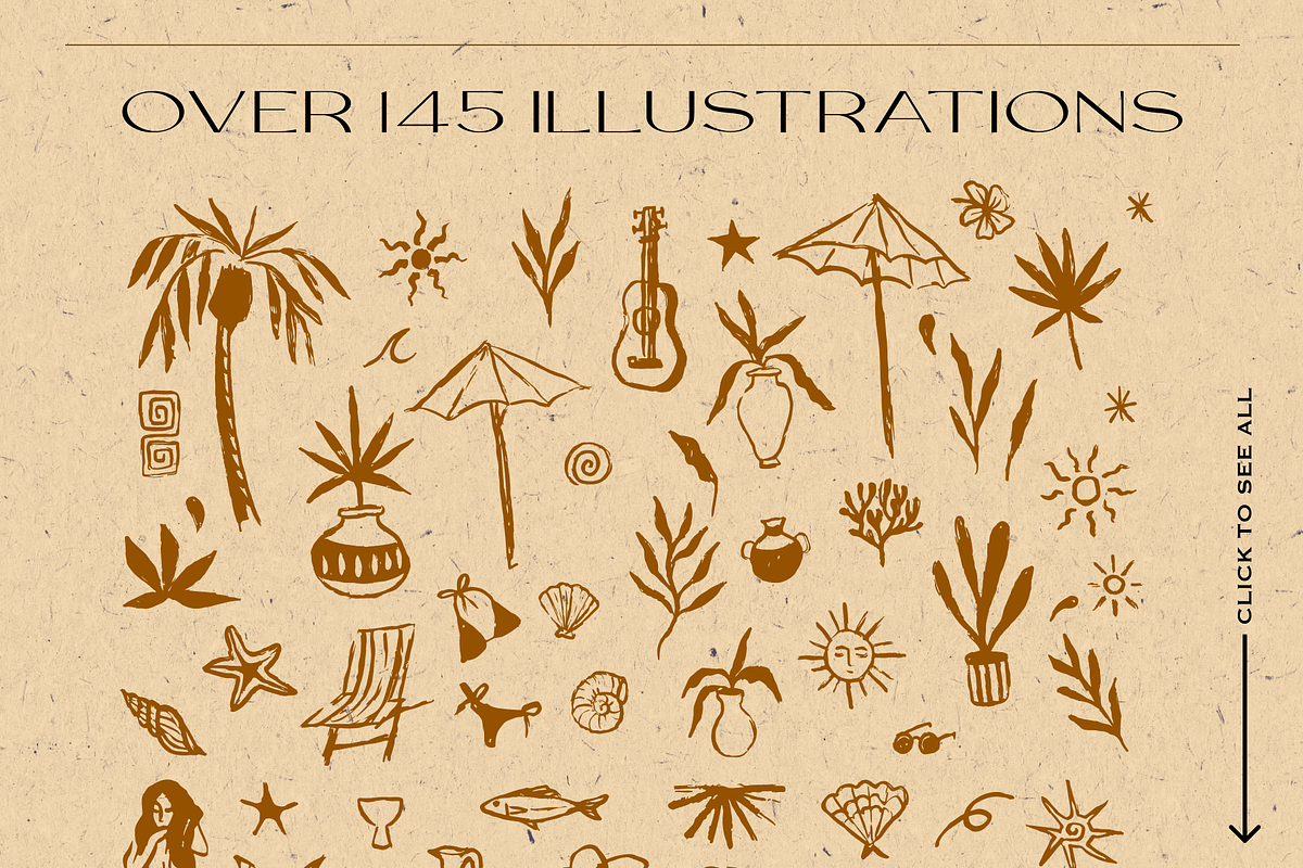 Boho Beach Vacation Resort Graphics, a Decorative Illustration by Eldorado Design Co. (Photo 2 of 6)