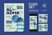Green Blue Eid Al Adha Flyer Set, a Flyer Template by graphicook (Thumbnail 1 of 6)