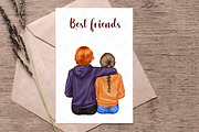 Big Family in Hoodies Clipart, a Person Illustration by ArtedeCatrin (Thumbnail 12 of 12)