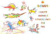 Happy Pencil bitmap color font, a Font by Malena (Thumbnail 6 of 6)
