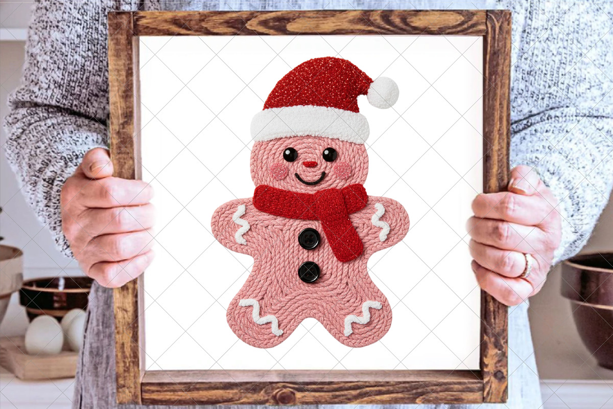 Faux Yarn Christmas Gingerbread Man, an Illustration by SinaCreation (Photo 3 of 7)