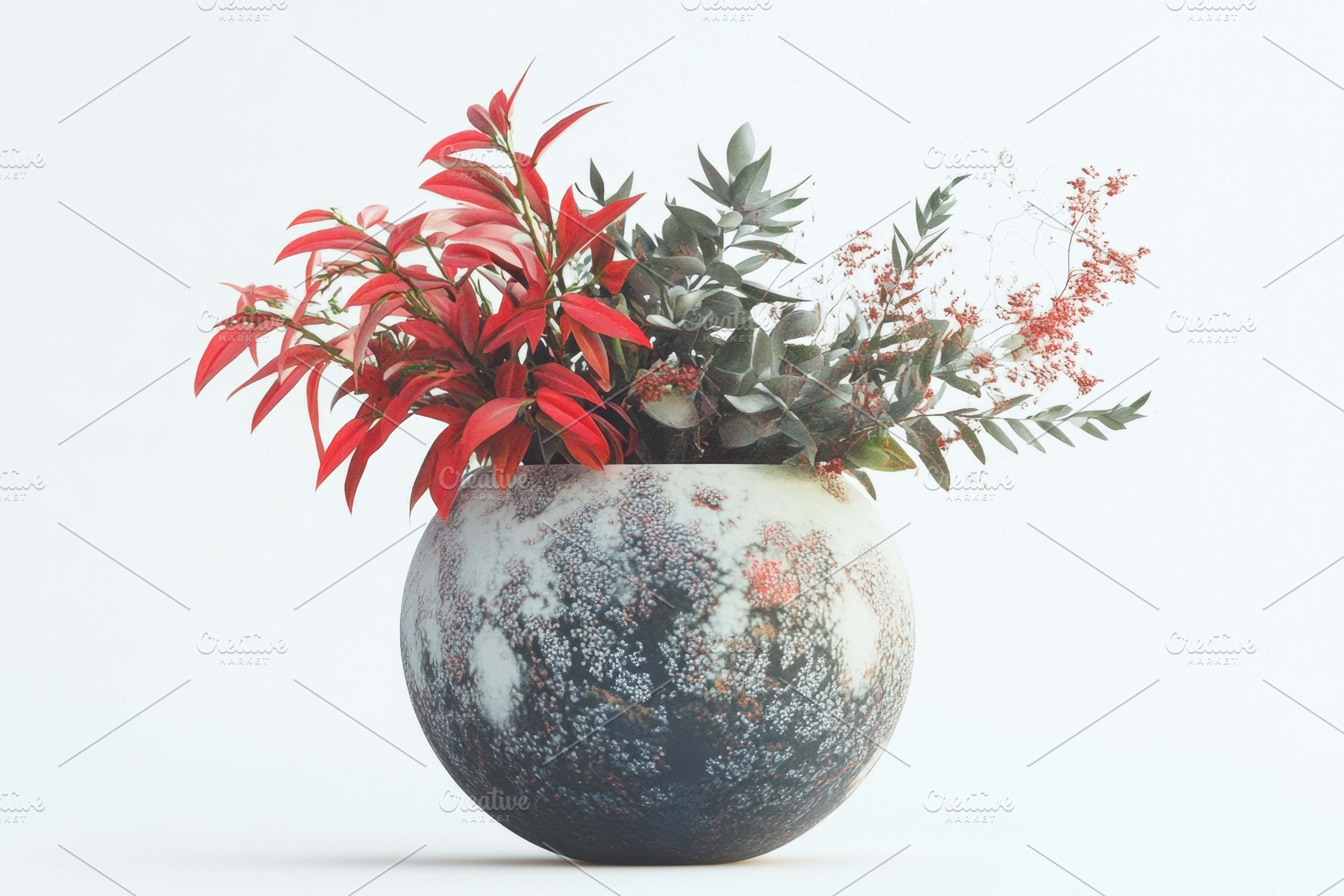 Colorful greenery arrangement in a d, a Photo by Tanuart