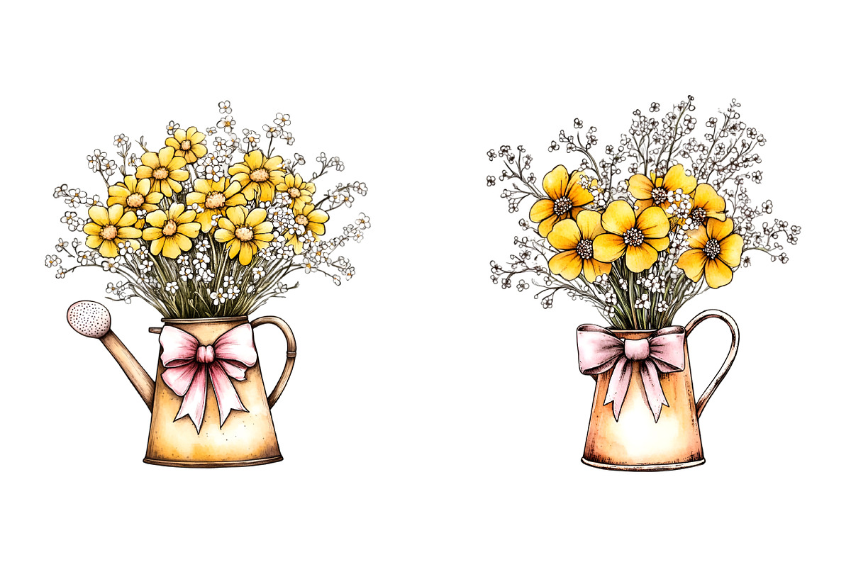 Yellow Flowers Spring Clipart, an Illustration by SinaCreation (Photo 4 of 11)