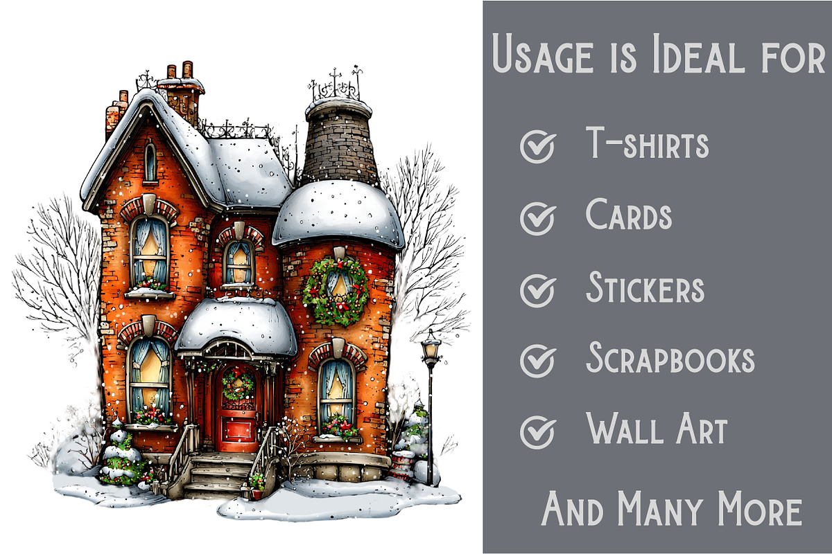 Christmas Victorian Houses Clipart, an Illustration by Pixels.Craft (Photo 3 of 6)