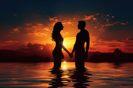 Silhouette of a young couple standin, a Photo by Iftikhar Alam
