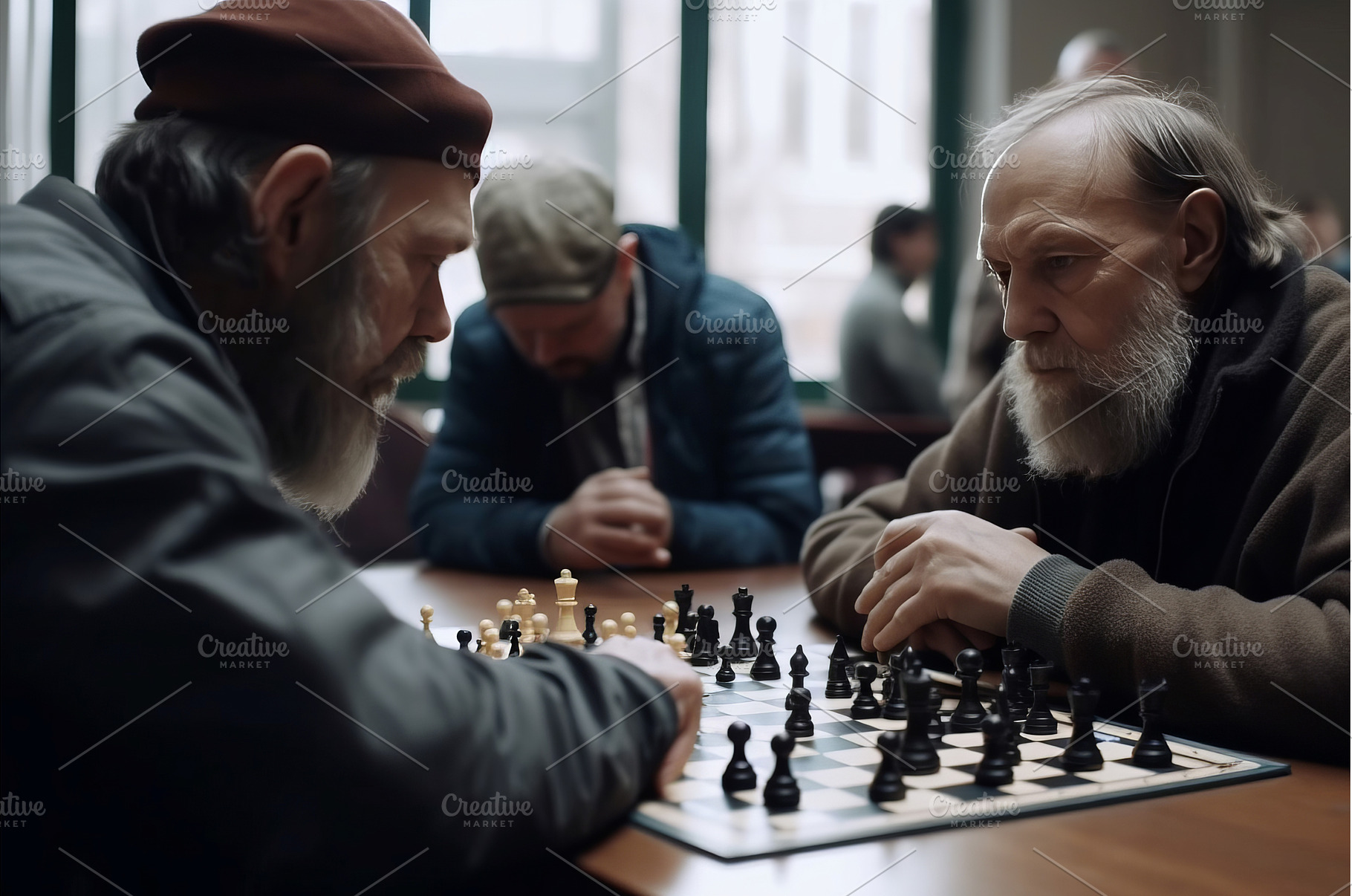 Men participants playing chess game, a Sports & Recreation Photo by Ylivdesign