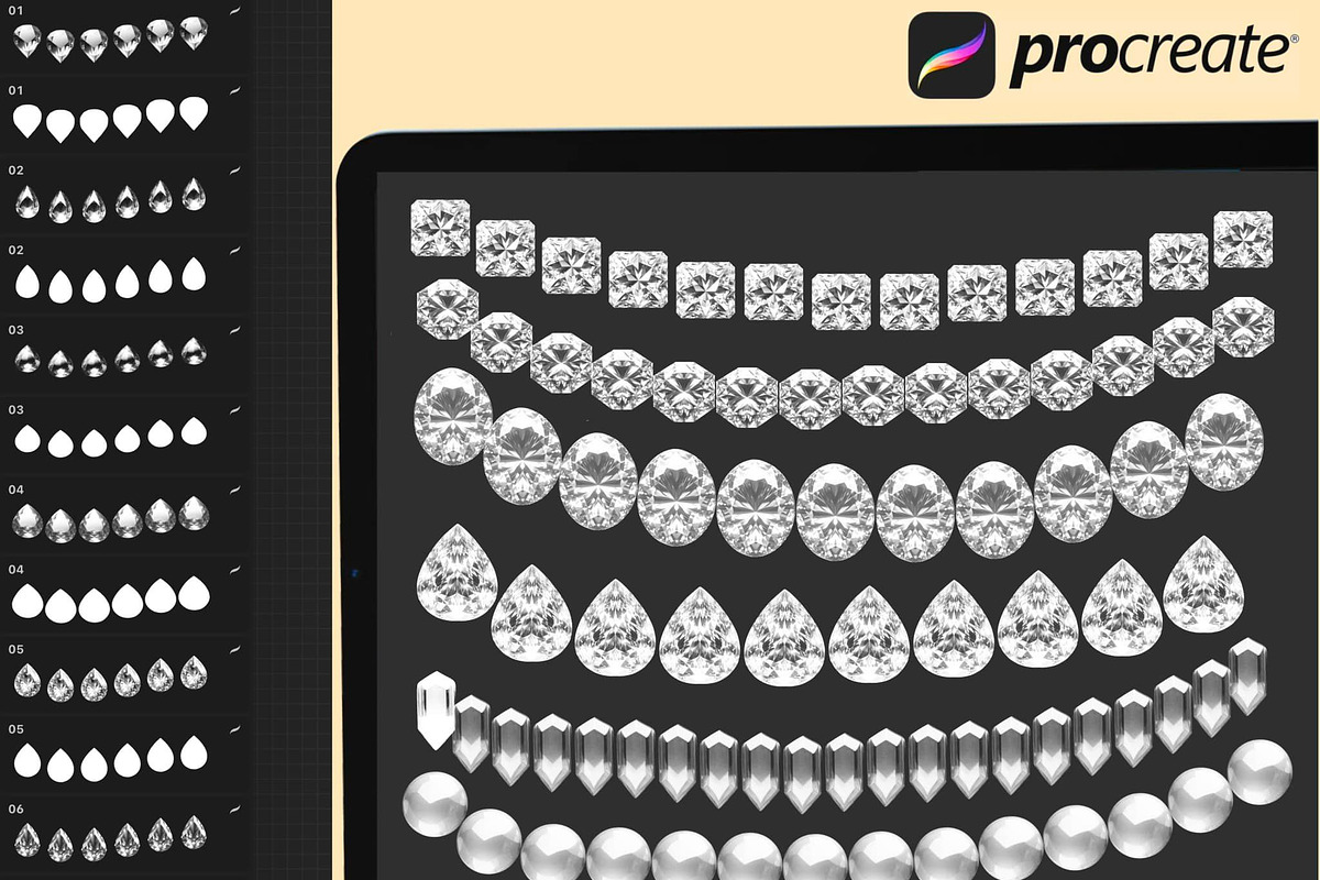 130 Procreate Diamonds Brushes, a Brush Add-On by DrawingStoryShop (Photo 2 of 6)