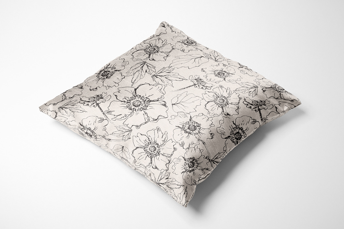 Sketched Japanese Anemones, a Pattern Graphic by MalyskaStudio (Photo 2 of 11)