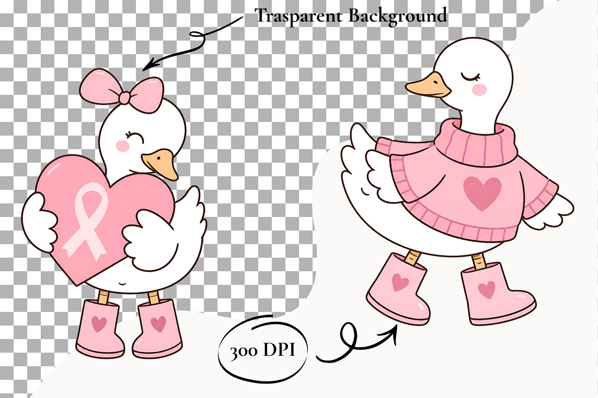 Breast Cancer Awareness Silly Goose, a Healthcare Illustration by SugarCloudStudioArt (Photo 2 of 4)