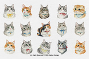 15 Bundle Watercolor Cats Face Flufy, an Animal Illustration by Morspective (Thumbnail 8 of 8)