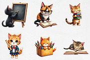 Watercolor Cat Back to School Clipar, an Illustration by CrexoraLab (Thumbnail 2 of 5)