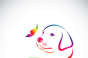 Vector Of Dog And Butterfly