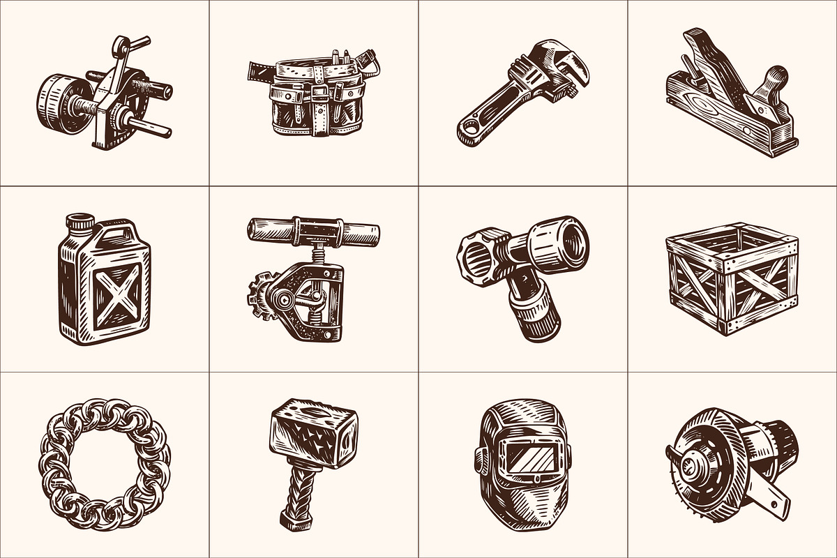 Vintage Tools Illustration Set, an Object Illustration by Prosymbols (Photo 6 of 8)