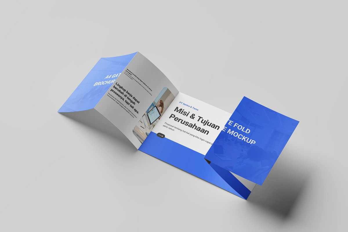 A4 Gate Fold Brochure Mockup This it, a Books & Magazine Mockup by Tokobeta