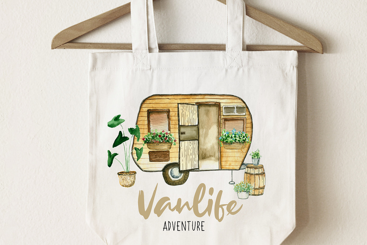 Vanlife. Watercolor illustrations., a Transportation Illustration by iri-illustration (Photo 4 of 9)