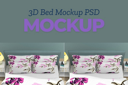 3D Bed Mockup PSD"