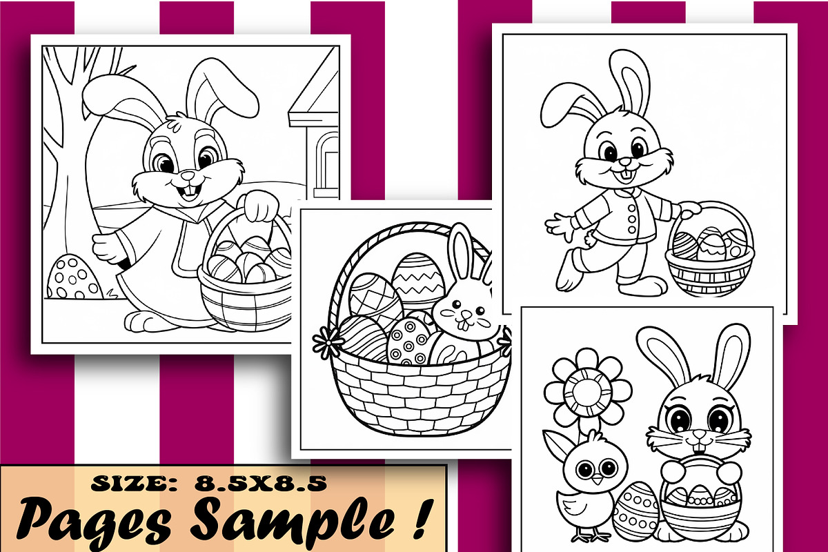 Bunny Easter Bold & Easy Coloring, an Animal Illustration by Printable Design Store (Photo 3 of 4)