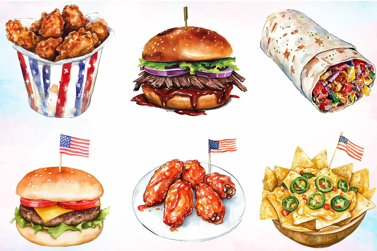 Watercolor Memorial Day Fast Food, an Illustration by Canvas Craft (Photo 3 of 4)