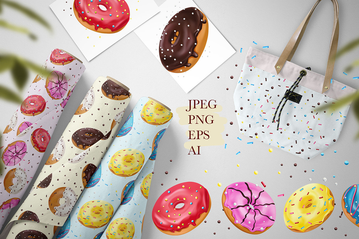 Sweet Donuts+Seamless Patterns, a Decorative Illustration by Usis (Photo 4 of 7)