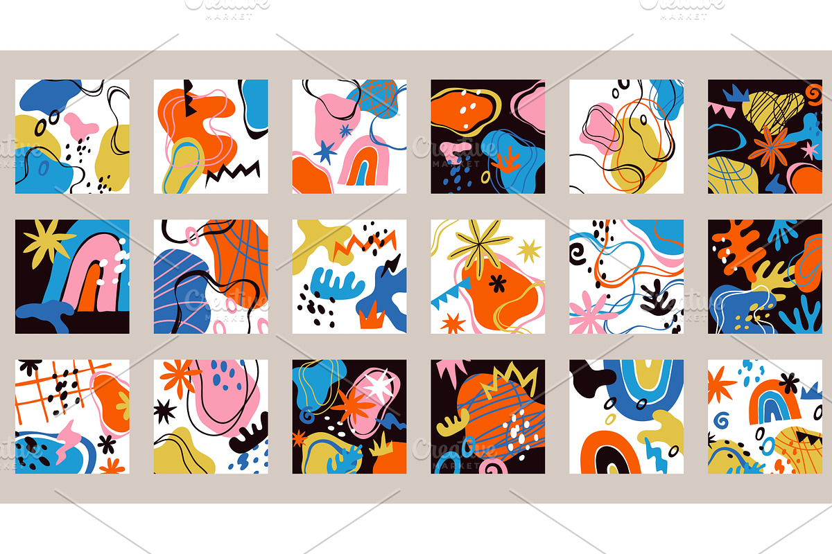 Trendy shapes collages. Abstract, an Illustration by YummyBuum